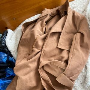 Long light brown trench warm winter fall